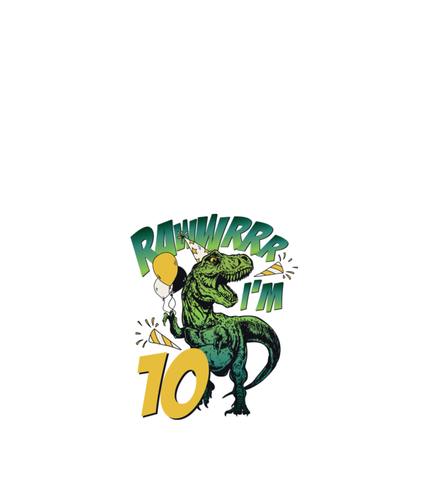 'Birthday Dinosaur rawww i''m 10' model alb pe tricou