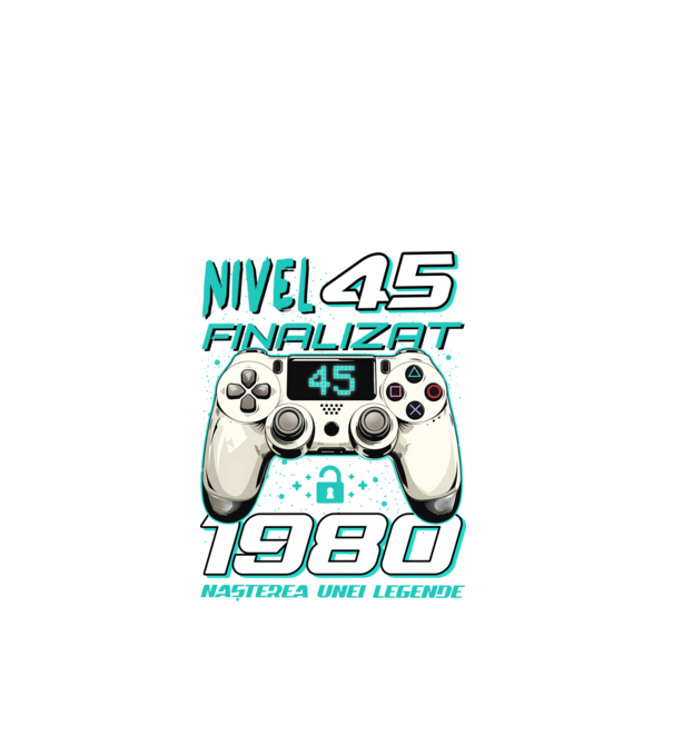 Nivel finalizat 45 1980 model negru pe tricou