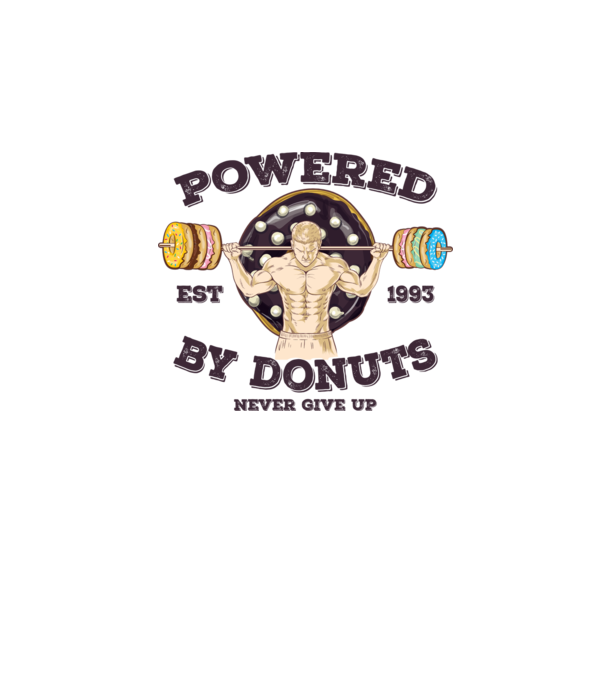 Powered by donuts model alb pe tricou