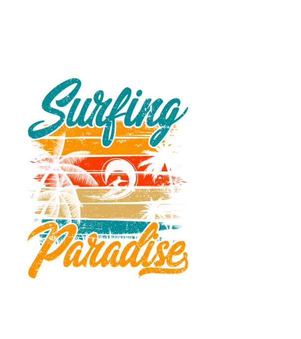 Surfing Paradise model alb pe tricou