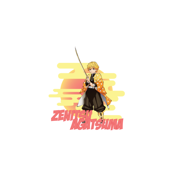 Demon Slayer Zenitsu model alb pe tricou
