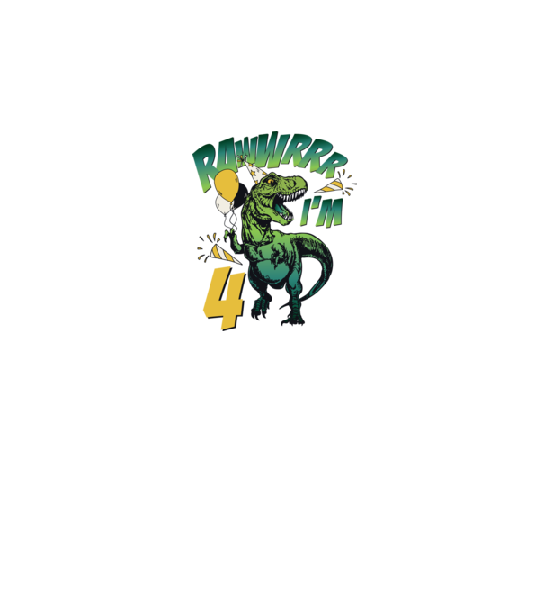 'Birthday Dinosaur rawww i''m 4' model alb pe tricou