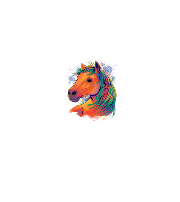 Colorful Horse model alb pe tricou