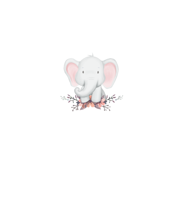 Elefant cu flori model alb pe tricou