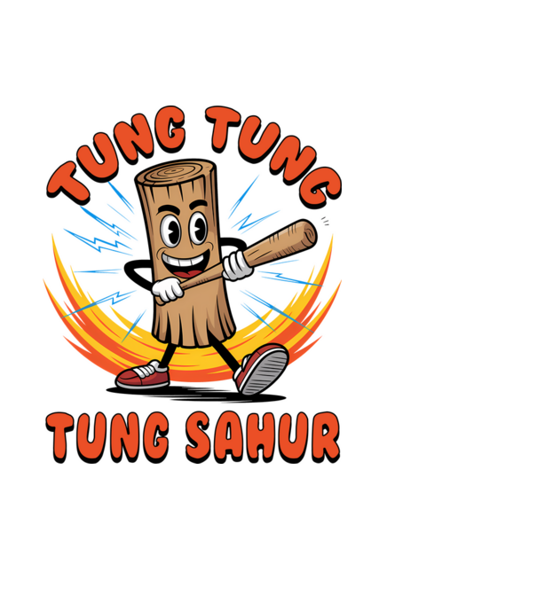 Tung Tung Tung Sahur drăguț model negru pe tricou
