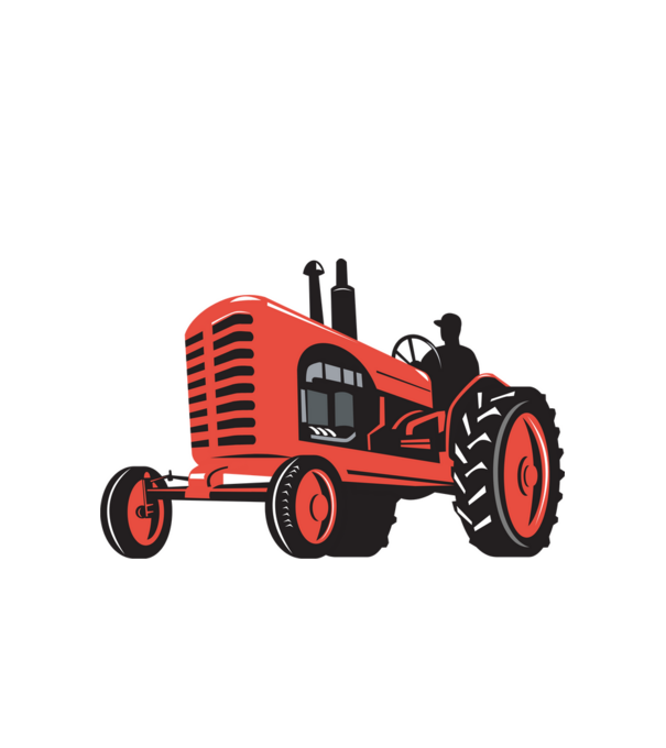 TRACTOR model alb pe tricou