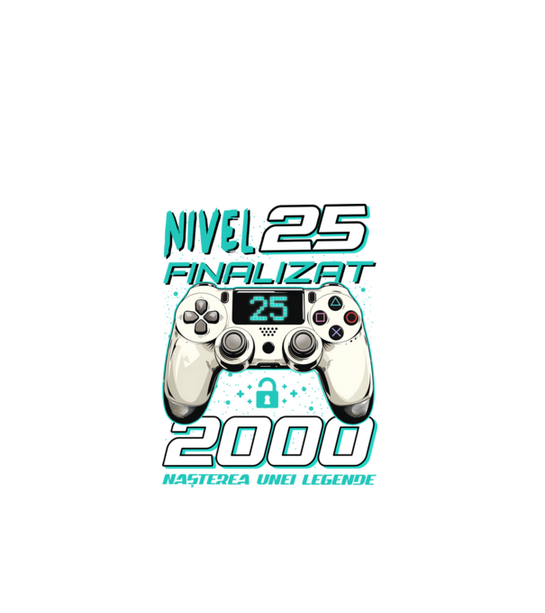 Nivel finalizat 25 2000 model negru pe tricou