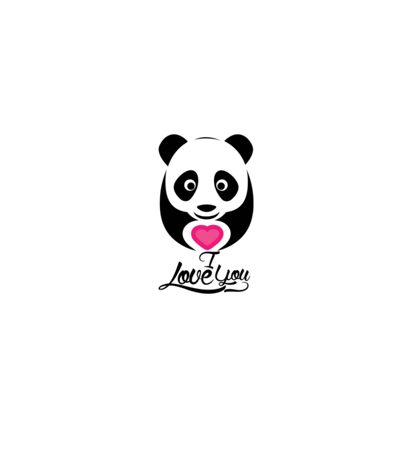 PandaHeart model alb pe tricou