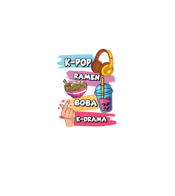K-POP RAMEN BOBA K-DRAMA model negru pe tricou