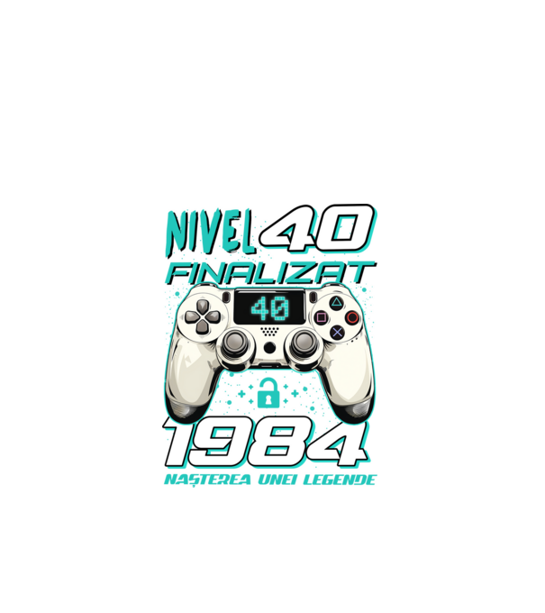 Nivel finalizat 40 1985 model negru pe tricou