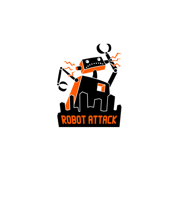 Robot Attack model alb pe tricou