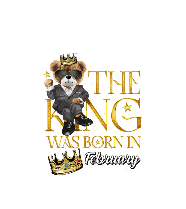 The king was born int FEBRUARY model alb pe tricou