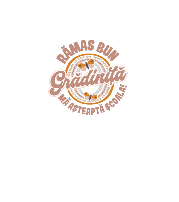 Rămas bun grădiniță, mă așteaptă școala! model alb pe tricou