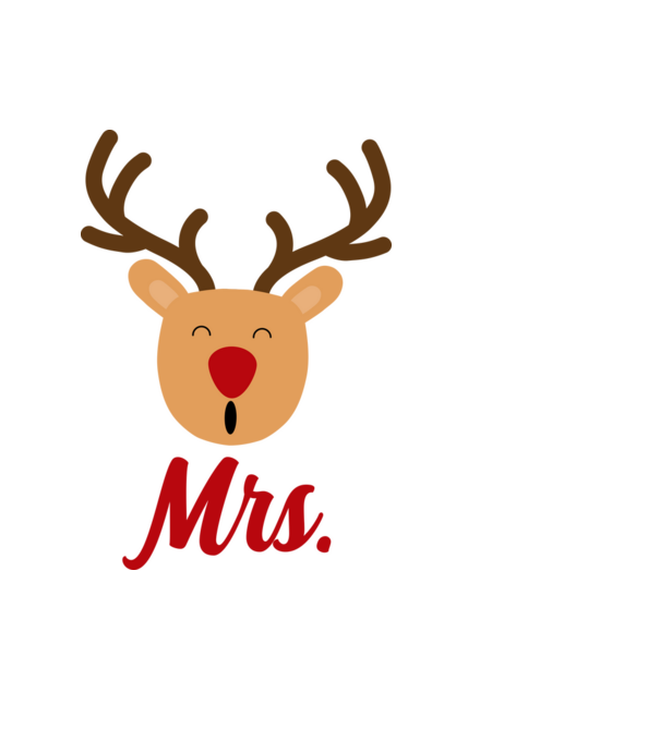 Mrs Reindeer christmas couple model negru pe tricou