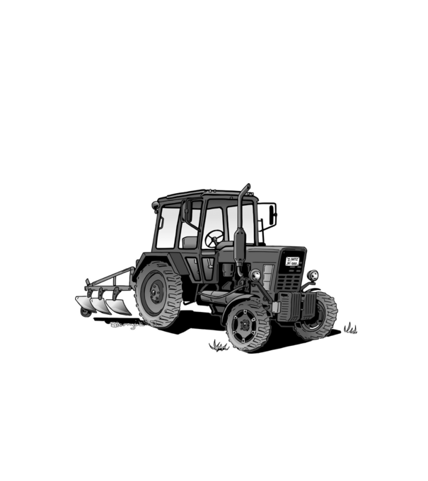 TRACTOR model alb pe tricou