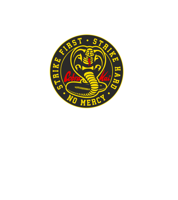 Strike first strike hard cobra kai model negru pe tricou