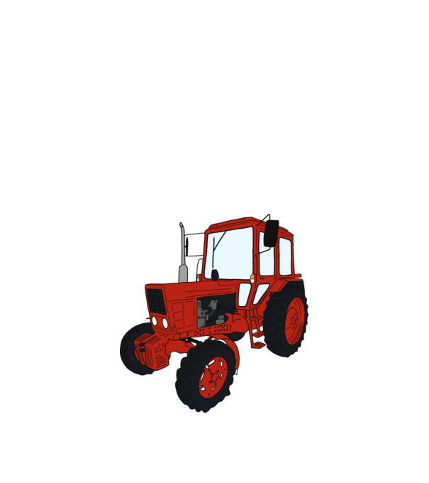 TRACTOR model alb pe tricou