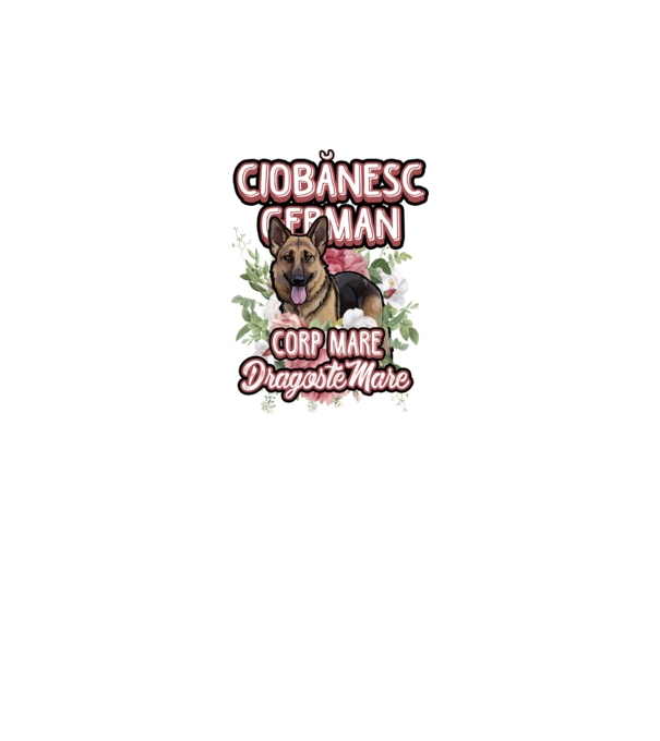 ciobănesc german - corp mare, dragoste mare model alb pe tricou