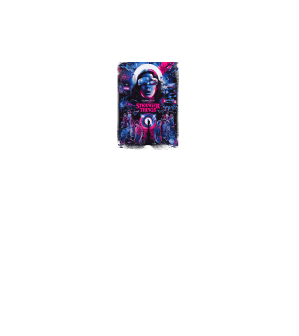 stranger things poster neon model negru pe tricou