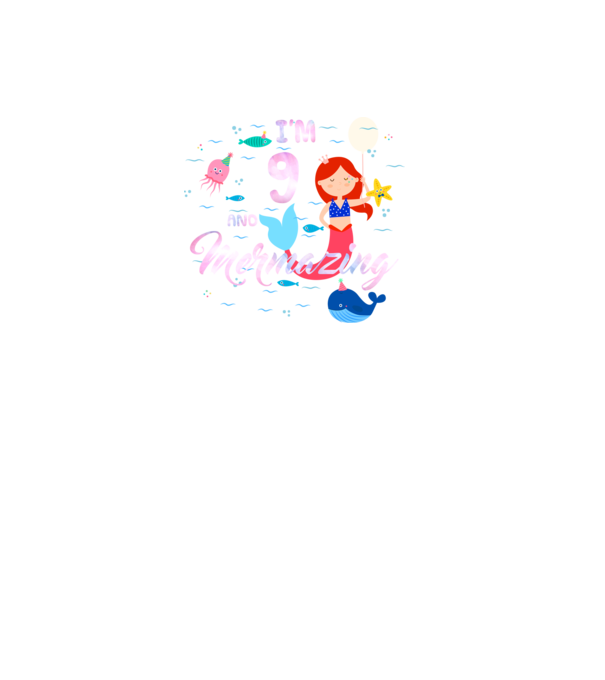 Mermazing Birthday 9 model negru pe tricou