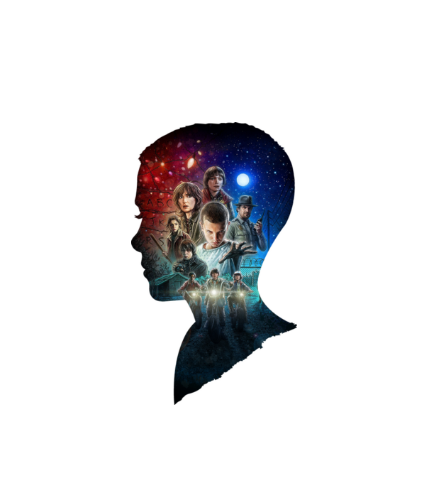 eleven poster head2 model alb pe tricou