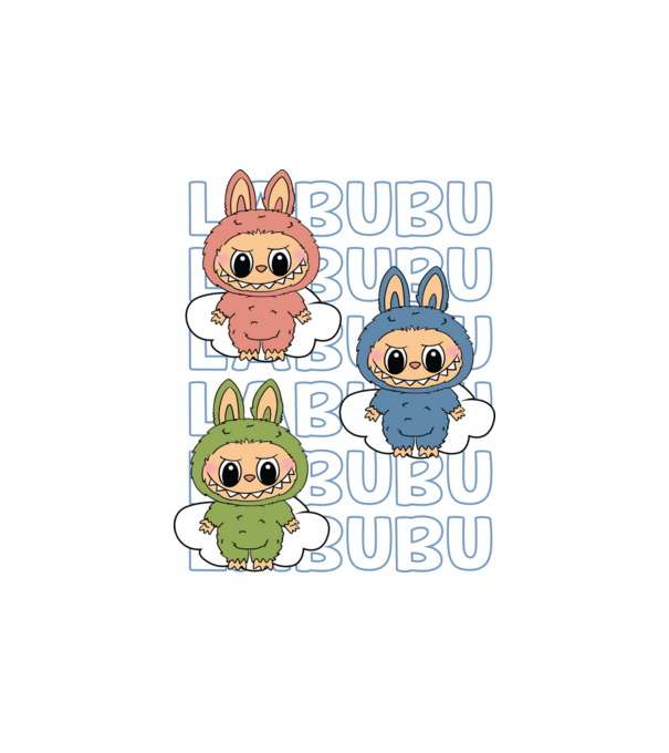 LABUBU model alb pe tricou