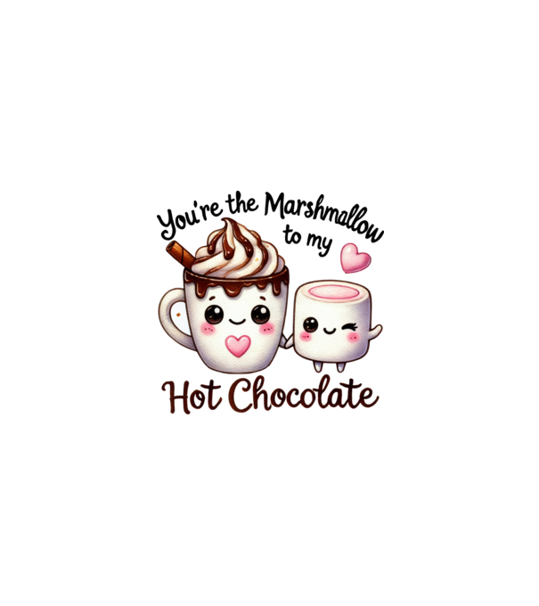 Marshmallow to my Hot Chocolate model alb pe tricou