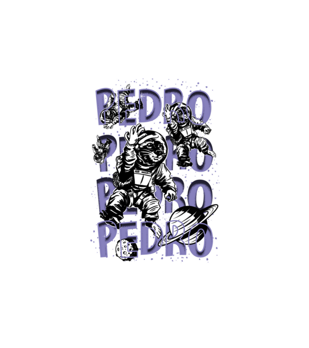 SPACE PEDRO model alb pe tricou