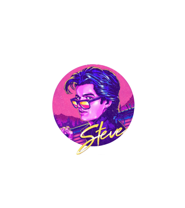steve neon stranger things model negru pe tricou