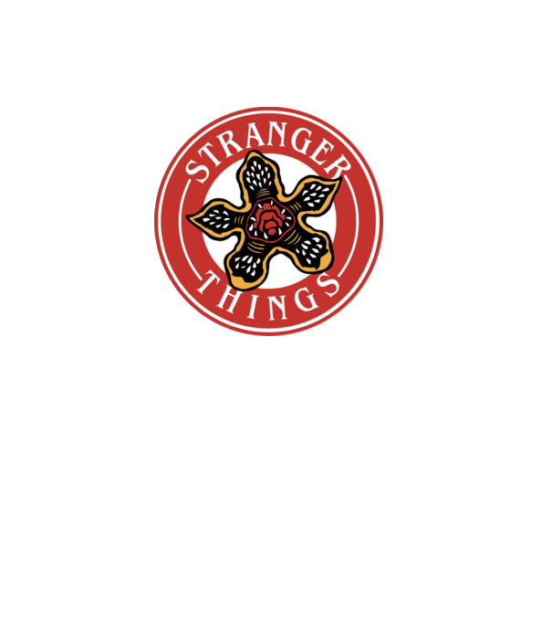 stranger things logo bucks model roșu pe tricou