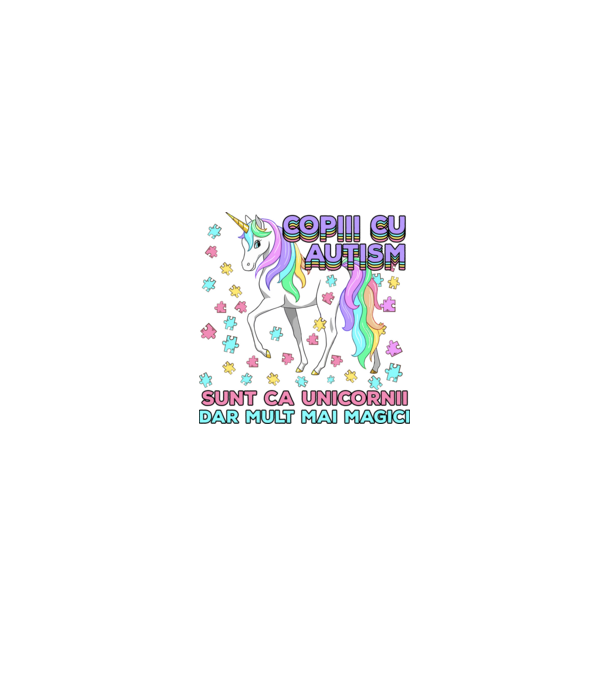 Copiii cu autism sunt ca unicornii, dar mult mai magici model alb/roșu pe tricou