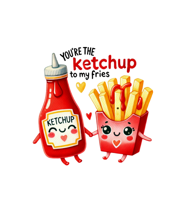 Ketchup to my Fries model alb pe tricou