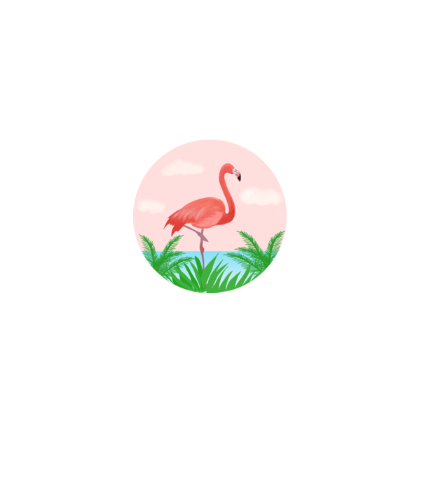 Flamingo model alb pe tricou