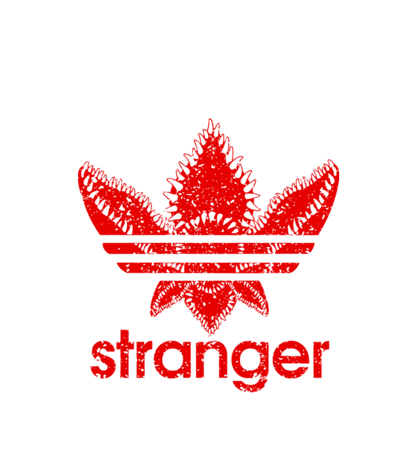 stranger logo red model alb pe tricou
