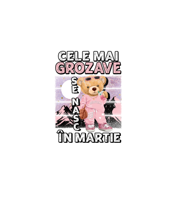 RETRO teddy fetişcană MARTIE model negru pe tricou