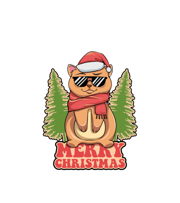 Merry christmas cat model alb pe tricou