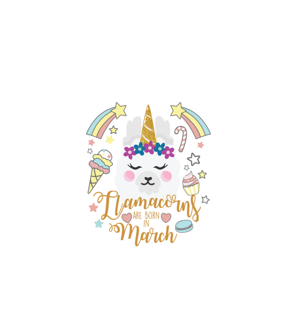 Llamacorns are born in March model alb pe tricou