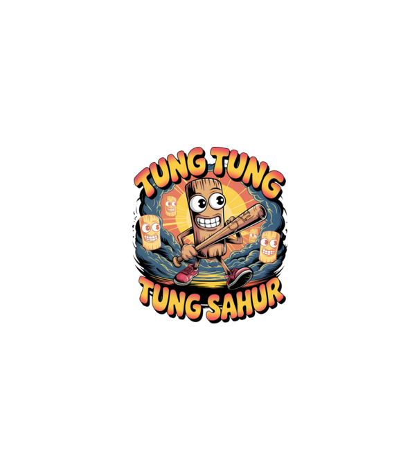 Tung Tung Tung Sahur Retro model negru pe tricou