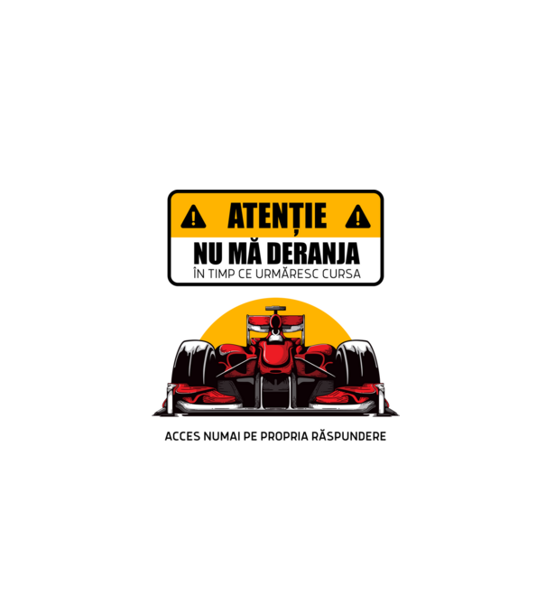 Atenție model alb pe tricou
