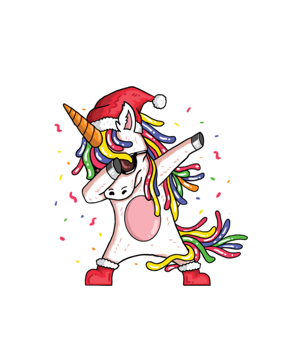 Christmas unicorn dab model alb pe tricou