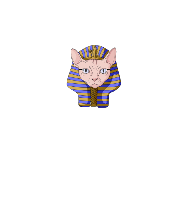 sphynx cat pharaoh model albastru închis pe tricou
