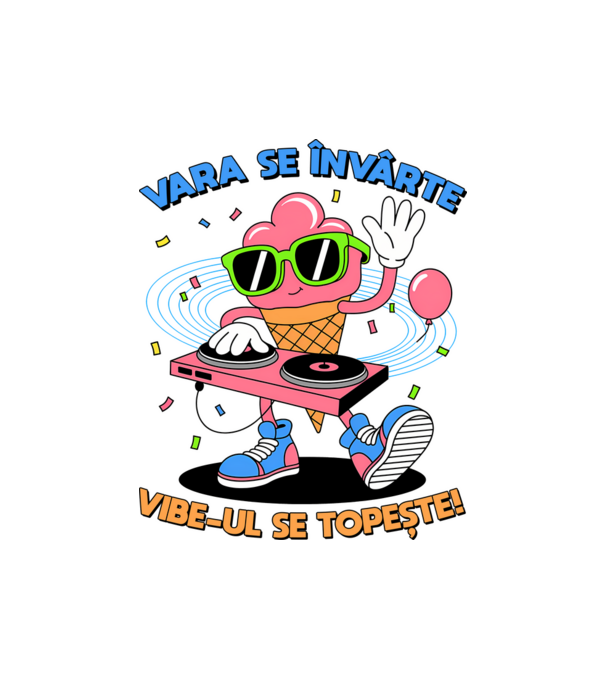 Vara se învârte model alb pe tricou
