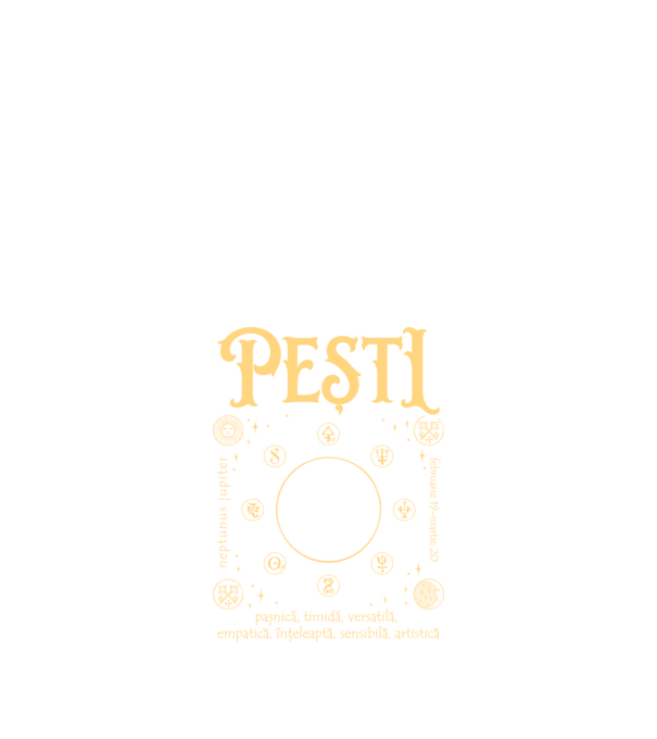 Zodiac femeie PEȘTI golden model negru pe tricou