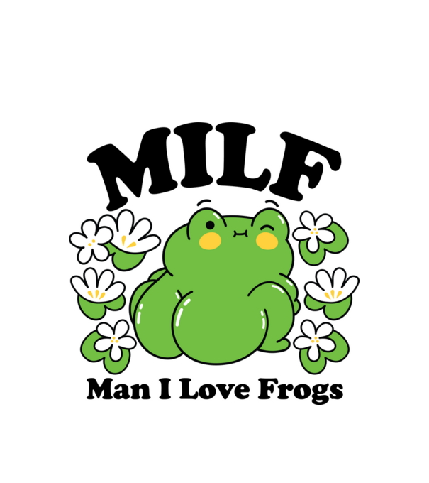 MILF man i love frogs model alb pe tricou