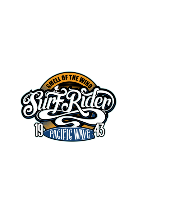 Surf Rider model negru pe tricou