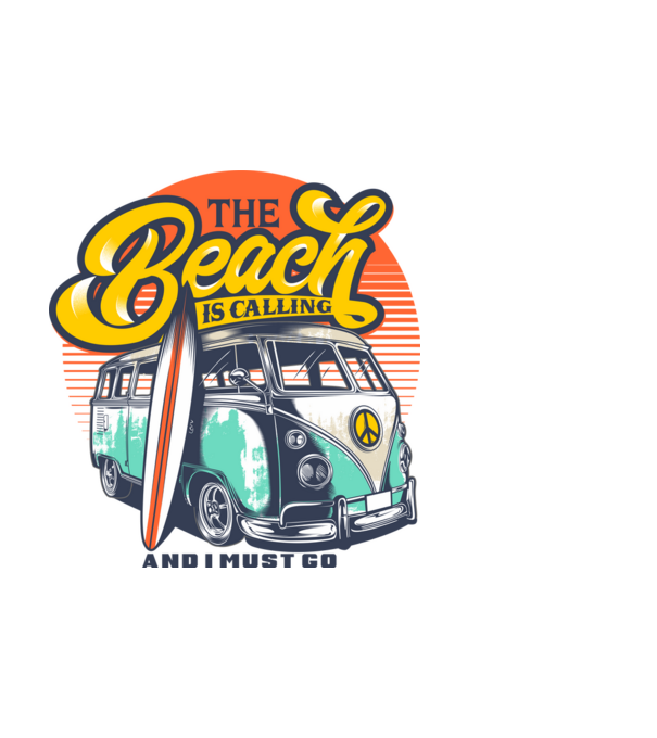 The Beach is Calling model alb pe tricou