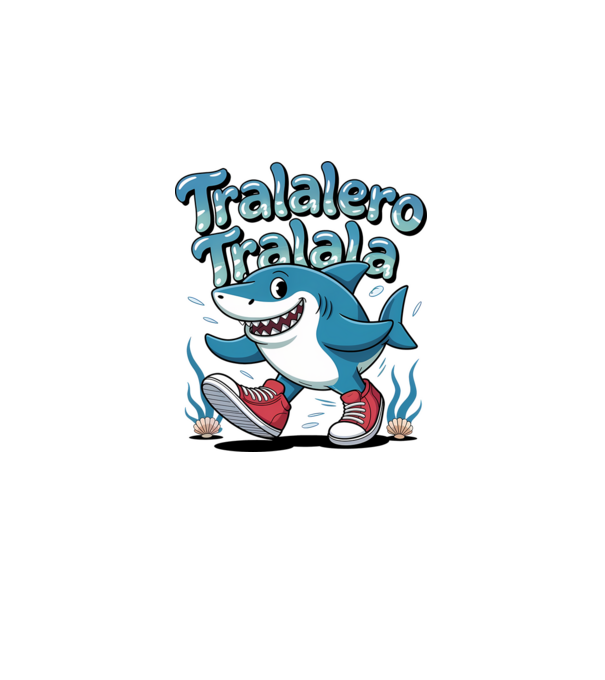 Tralalero Tralala drăguț model negru pe tricou