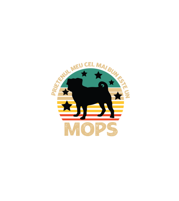 Prietenul meu cel mai bun este un mops model negru pe tricou