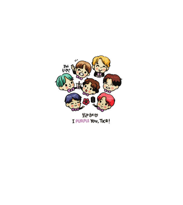 BTS chibi model roz deschis pe tricou