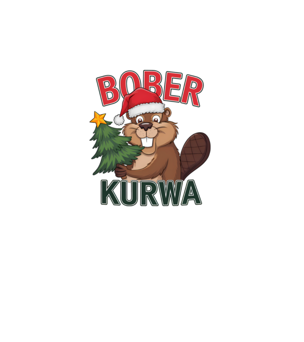 Bober kurwa Christmas model alb pe tricou